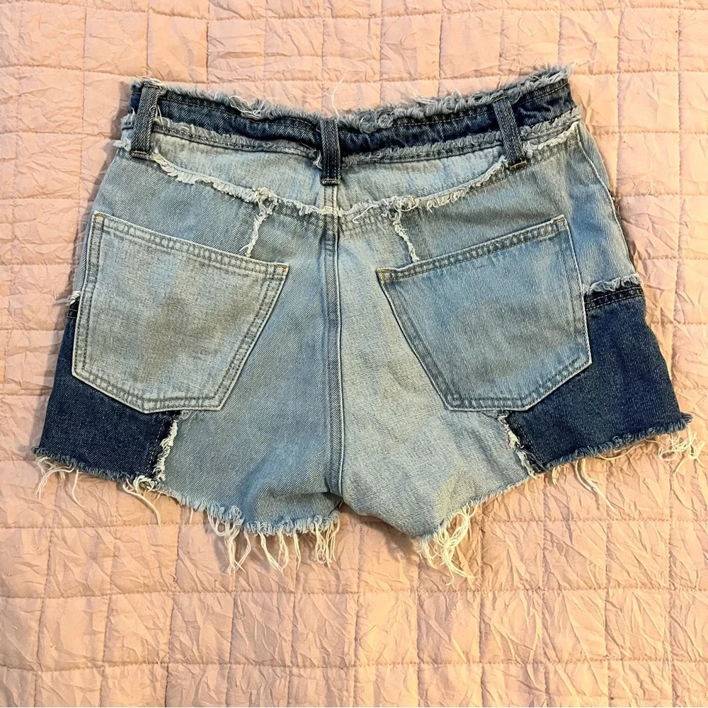High Rise Patchwork Shorts - Picture 2 of 3